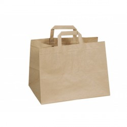 250 Sacs cabas kraft brun format "traiteur" avec poignée plate.