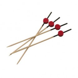 200 Brochettes bambou rouges et noires 12 cm.