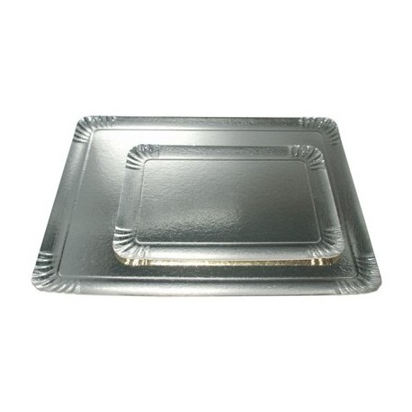 25 Plateaux traiteur argent 32x42 cm