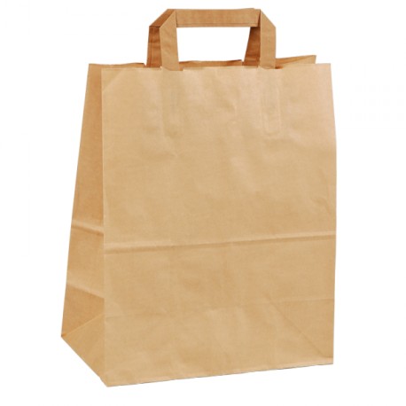 250 Sacs cabas kraft brun avec poignée plate.