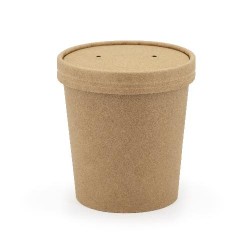 50 Pots à soupe + couvercle kraft brun 450 ml.